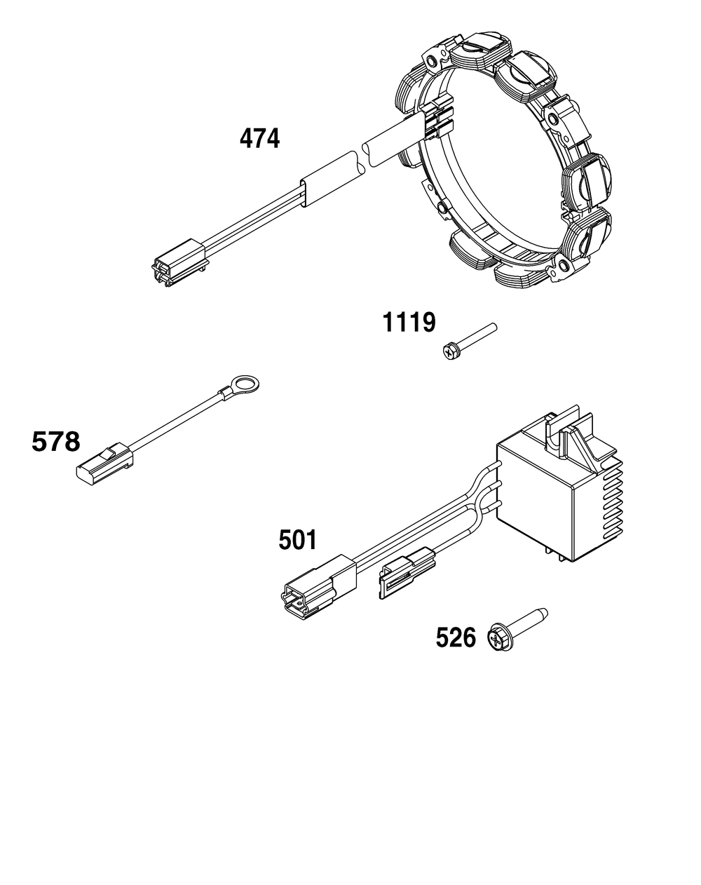 Alternator Group Diagram and Parts List for 386447-3332-G1 200000 - 399999 Briggs and Stratton Engine
